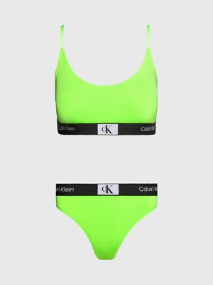 Calvin Klein Women Gift Bralette & Thong, Multicolor (Bella Green), XL :  : Fashion