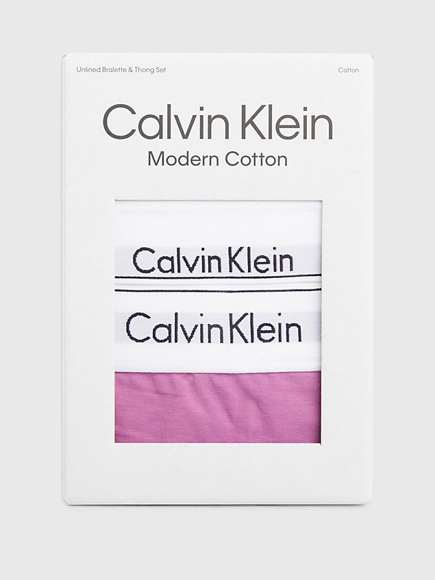 pink bralette and thong set - modern cotton for women calvin klein