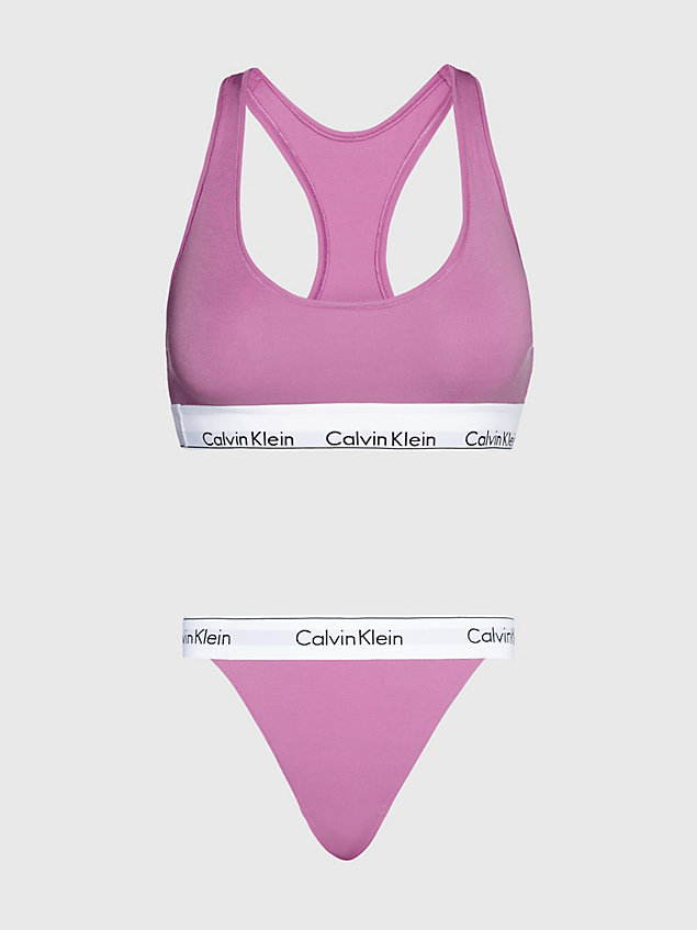 conjunto de corpiño y tanga - modern cotton pink de mujer calvin klein