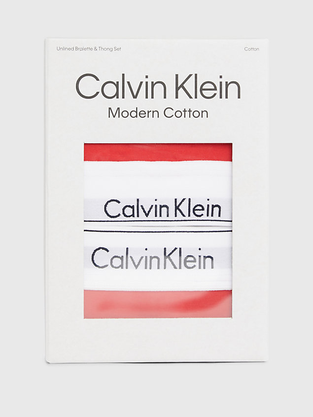 red zestaw z braletką i stringami - modern cotton dla kobiety - calvin klein
