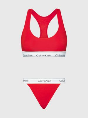 Calvin Klein, Bralette and Thong Set, Rouge