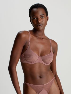 Calvin Klein Minimalist Micro Lightly Lined Demi Bra in Brown