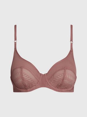 Calvin Klein CK One Logo lace sheer unlined demi bra in hot pink