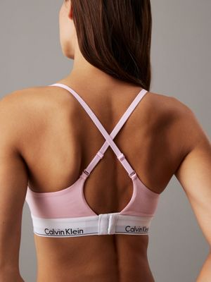 buff pink push up plunge bra - icon cotton modal for women calvin klein