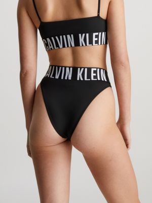 Calvin Klein Sheer Marquisette Lace High Leg Tanga In Black