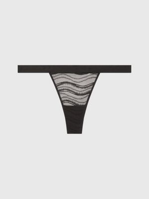 Calvin Klein BLACK Lace String Thong Dune F3469-90F - Free