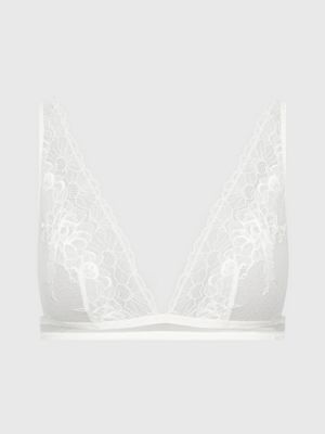 NA-KD lace triangle bralette in white