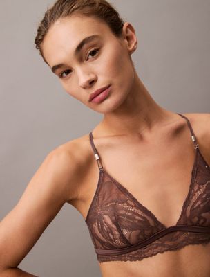 plum truffle lace triangle bra for women calvin klein