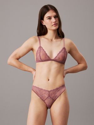 pink sheer lace triangle bra - ck instinct for women calvin klein