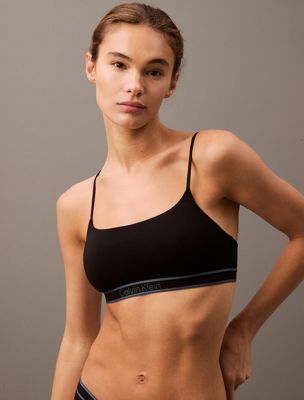 black w/ ink logo biustonosz typu bralette — tonal logo dla kobiety - calvin klein