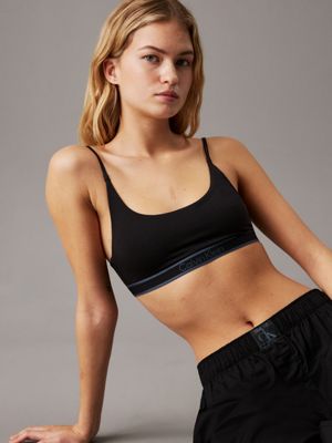 black w/ ink logo bralette - tonal logo for women calvin klein