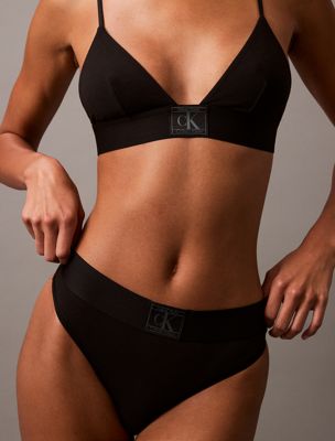 black w/ blue performance logo stringi - ck established dla kobiety - calvin klein