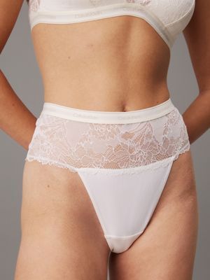 ivory high waisted thong - modern lace for women calvin klein