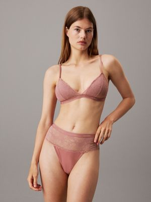 pink high waisted thong - modern lace for women calvin klein