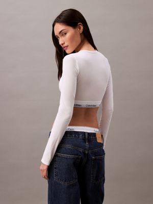 white t-shirt-bralette – modern cotton für damen - calvin klein