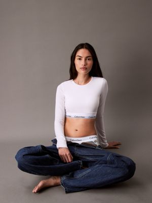 white t-shirt-bralette – modern cotton für damen - calvin klein
