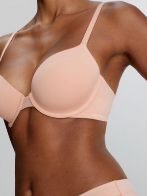 Calvin Klein Perfectly Fit Flex Plunge Push-Up Bra, Stone Grey at