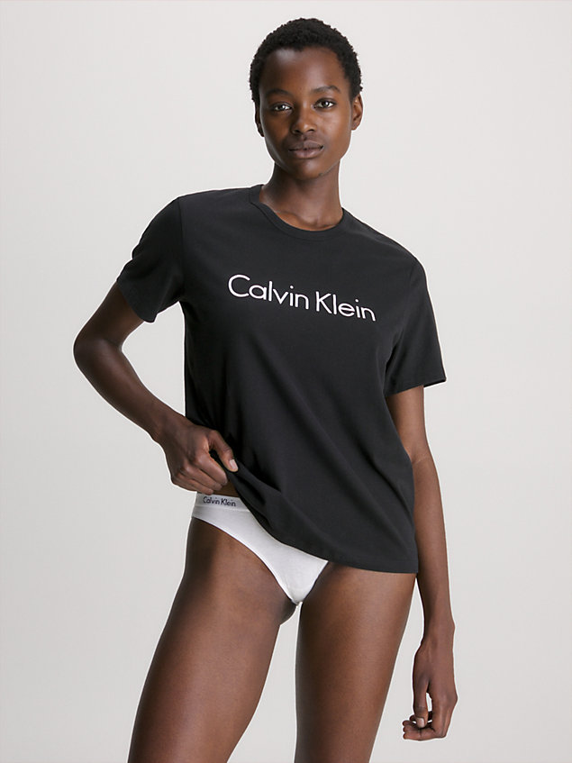 black pyjama-top - comfort cotton für damen - calvin klein