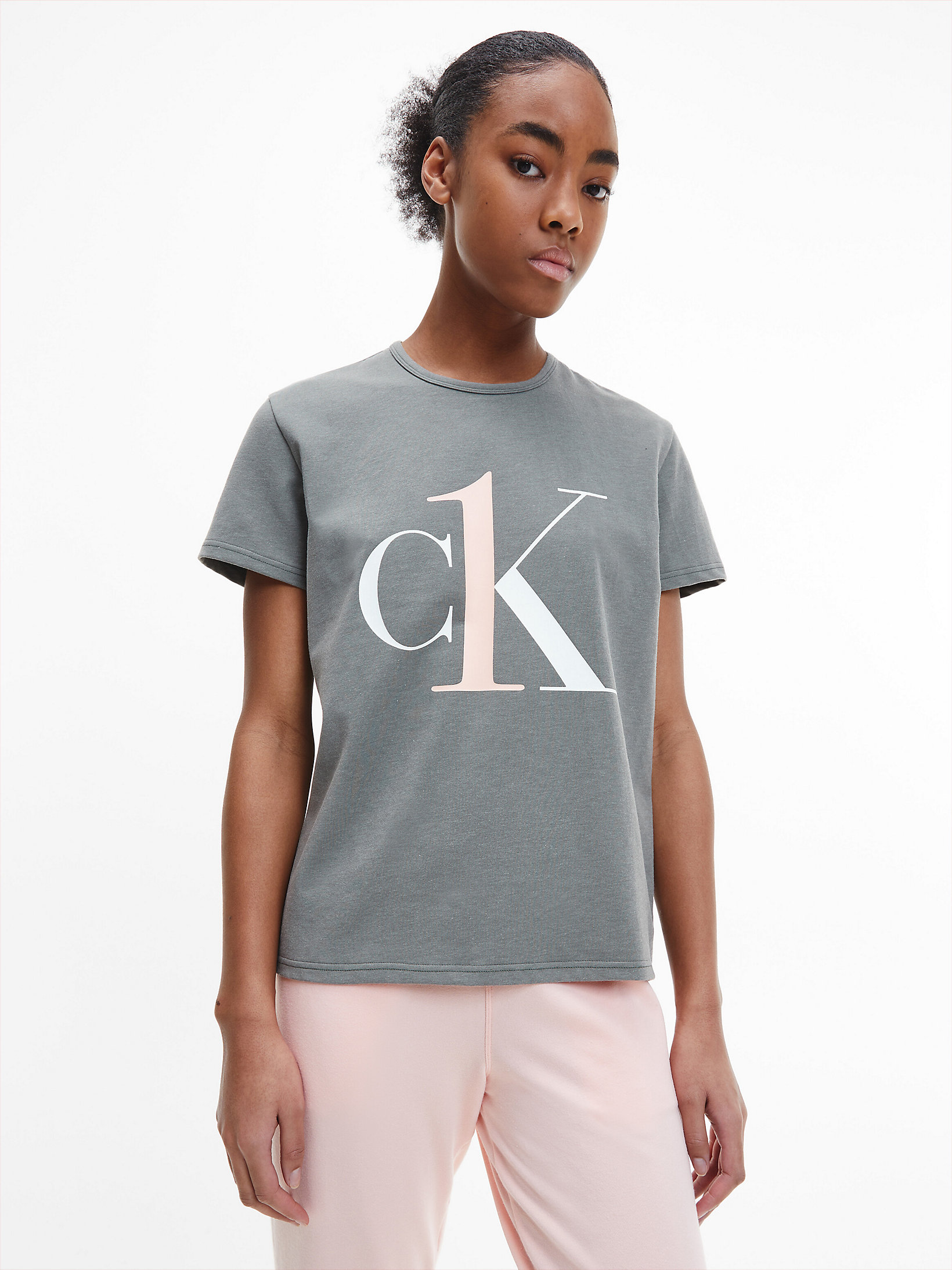 New Slate Heather_peach Melba Logo Pyjama Top - CK One undefined women Calvin Klein