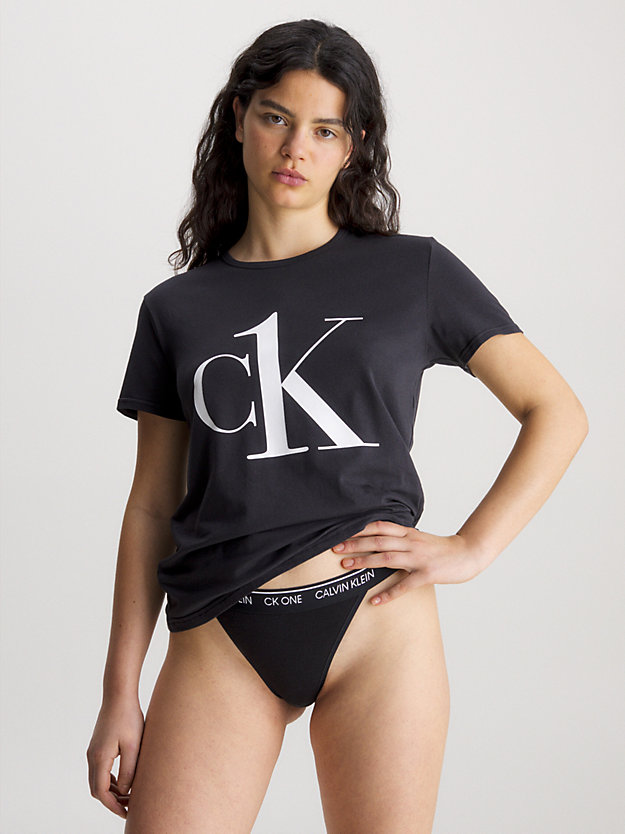 BLACK_WHITE LOGO Pyjama Top - CK One for women CALVIN KLEIN