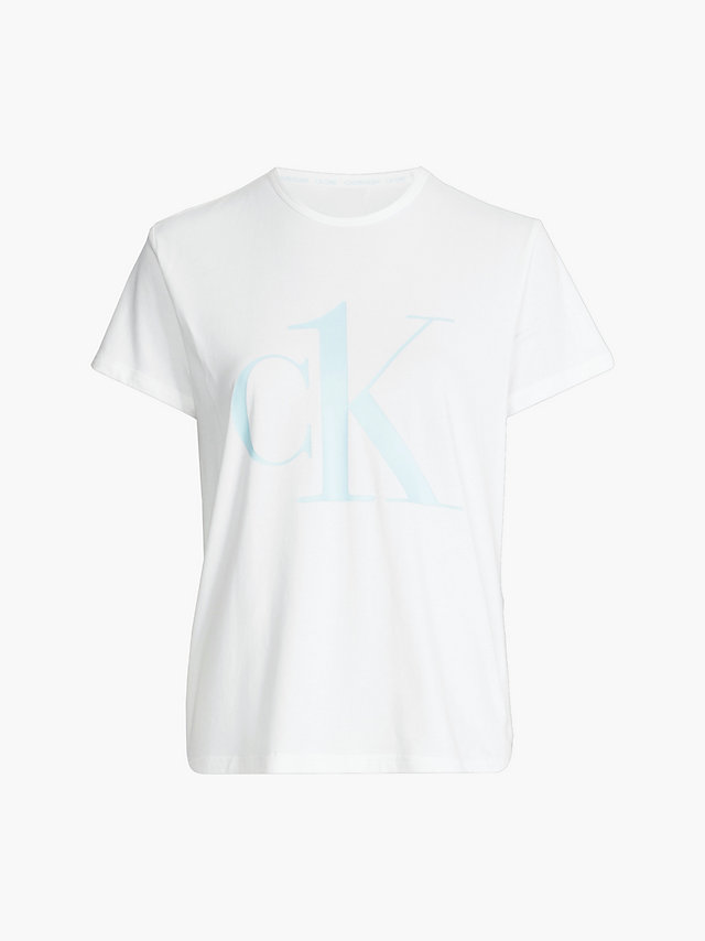 White W/ Palest Blue Logo Haut De Pyjama - CK One undefined femmes Calvin Klein