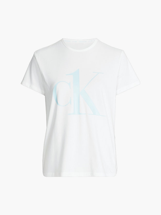 WHITE W/ PALEST BLUE LOGO Pyjama Top - CK One for women CALVIN KLEIN