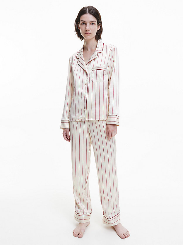 ck pin stripe_tapioca satin pyjama gift set for women calvin klein
