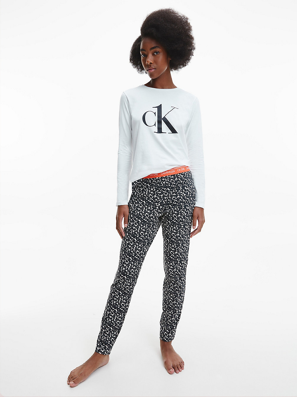 WHITE/DIST ANIMAL PRINT OAT_ EMBERS Hosen-Pyjama-Set – CK One undefined Damen Calvin Klein