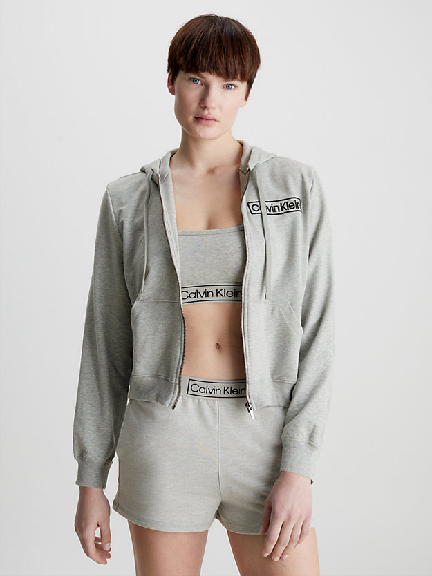 grey heather lounge hoodie - reimagined heritage for women calvin klein