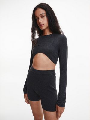 Calvin klein long sleeve crop top store and shorts set