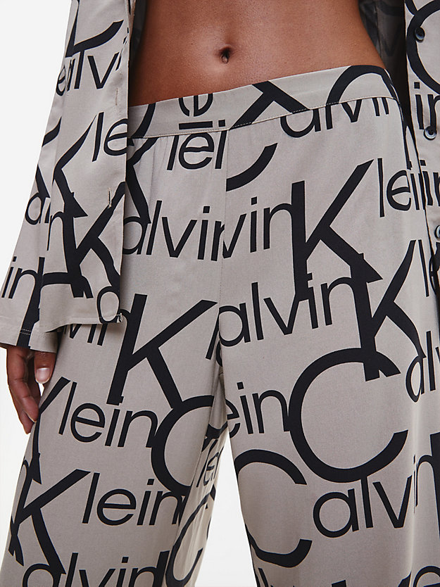 LARGE BLOCK LOGO WINTER LINEN Pantalón de pijama de mujer CALVIN KLEIN