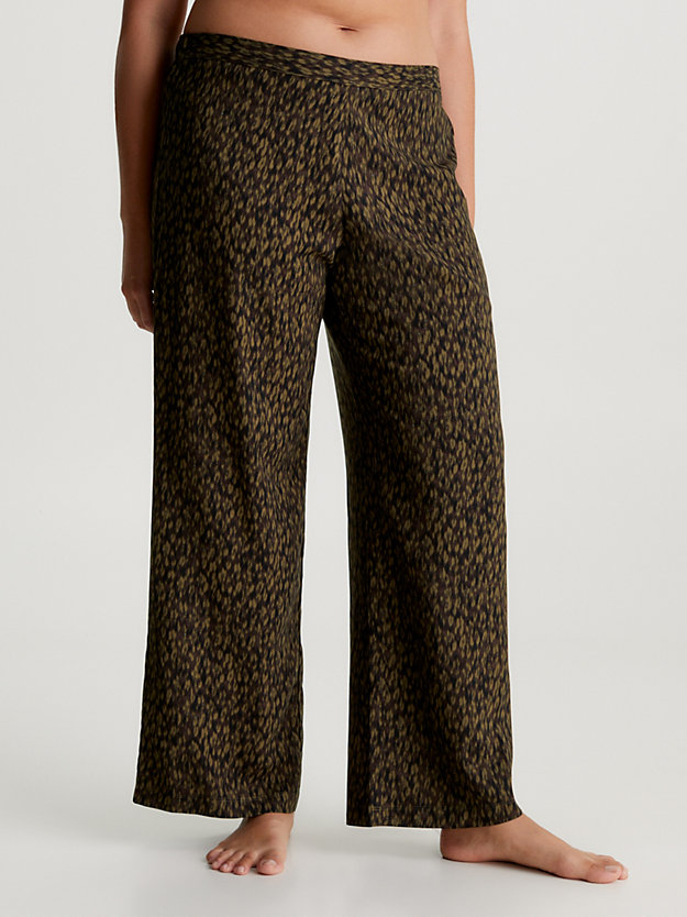 running leopard_dark olive pyjama-hose für damen - calvin klein