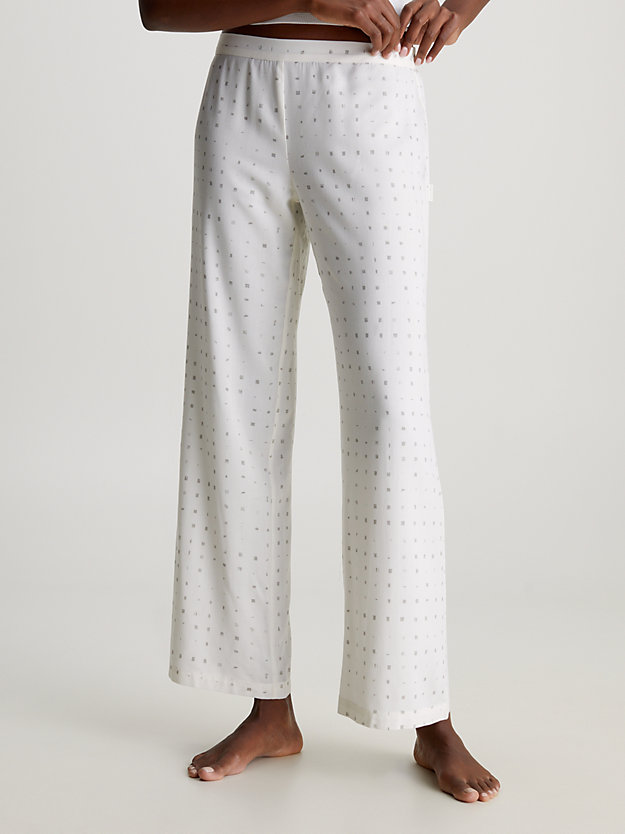 smudge grid_ivory pyjama pants for women calvin klein