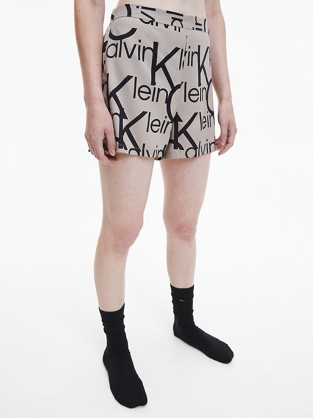 LARGE BLOCK LOGO WINTER LINEN Pyjama-Shorts undefined Damen Calvin Klein