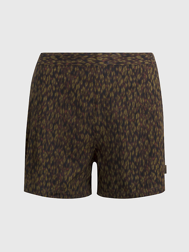 running leopard_dark olive pyjama-shorts für damen - calvin klein
