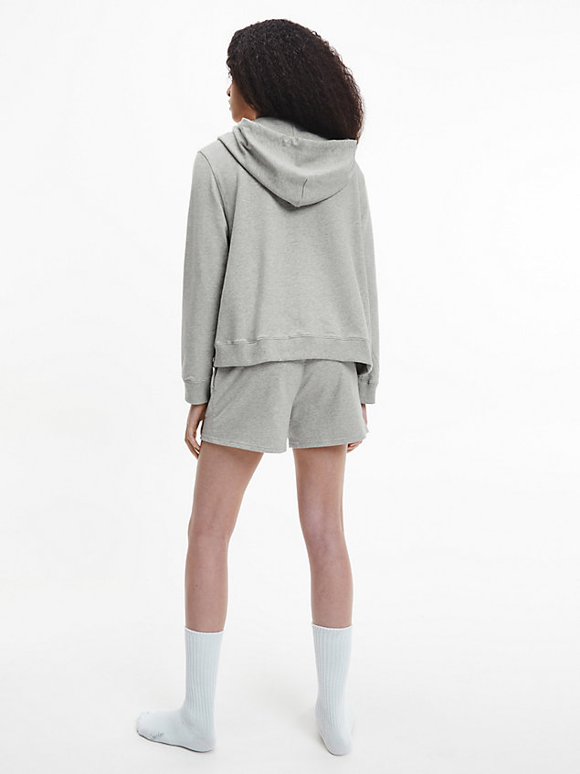 sweat-shirt à capuche d’intérieur zippé - modern cotton grey pour femmes calvin klein