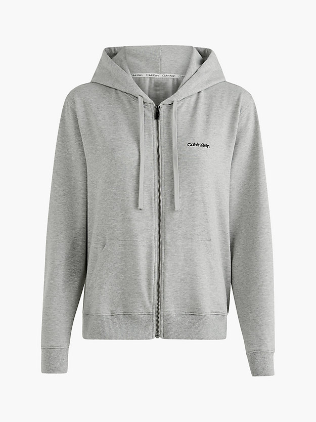 grey heather lounge zip up hoodie - modern cotton for women calvin klein