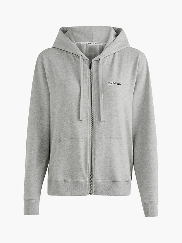 grey lounge hoodie met rits - modern cotton voor dames - calvin klein