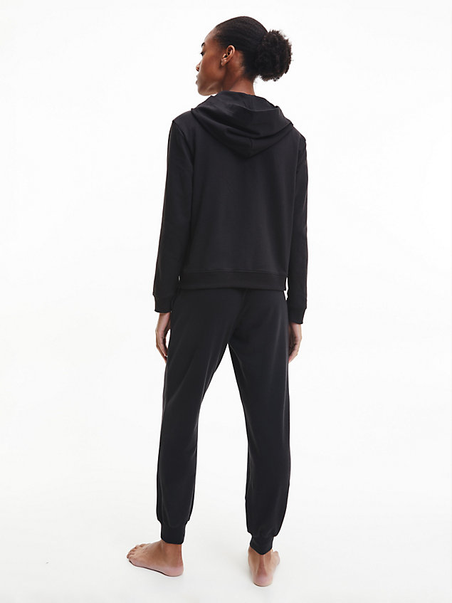 sweat-shirt à capuche d’intérieur zippé - modern cotton black pour femmes calvin klein