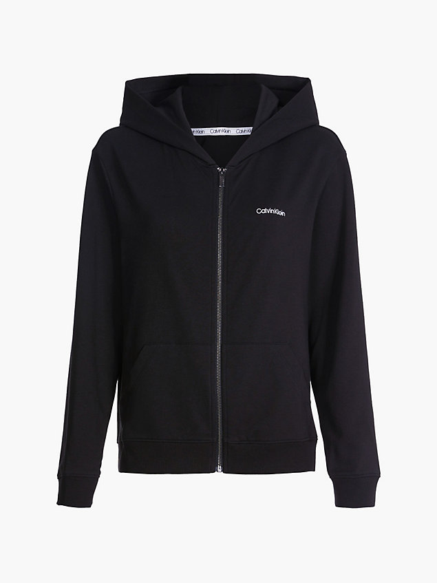 black lounge zip up hoodie - modern cotton for women calvin klein