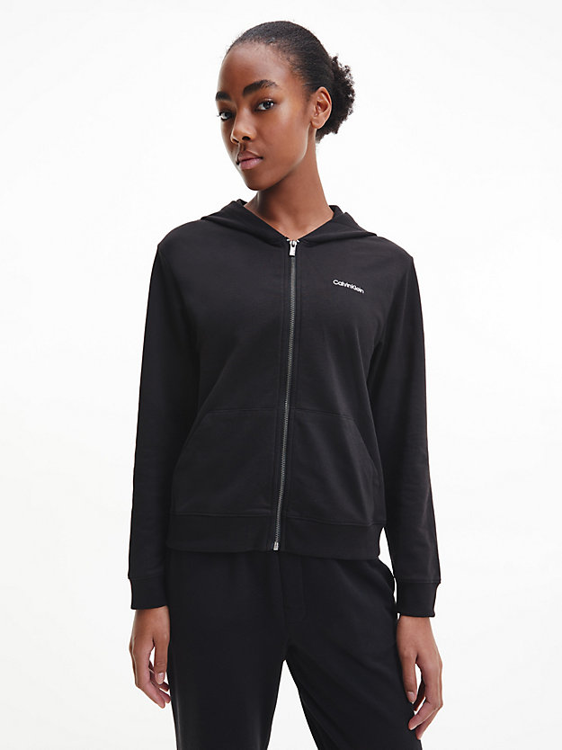 BLACK Sweat-shirt à capuche d’intérieur zippé - Modern Cotton for femmes CALVIN KLEIN