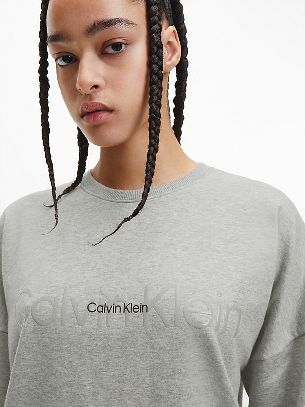 GREY HEATHER Pyjama Top - Embossed Icon for women CALVIN KLEIN