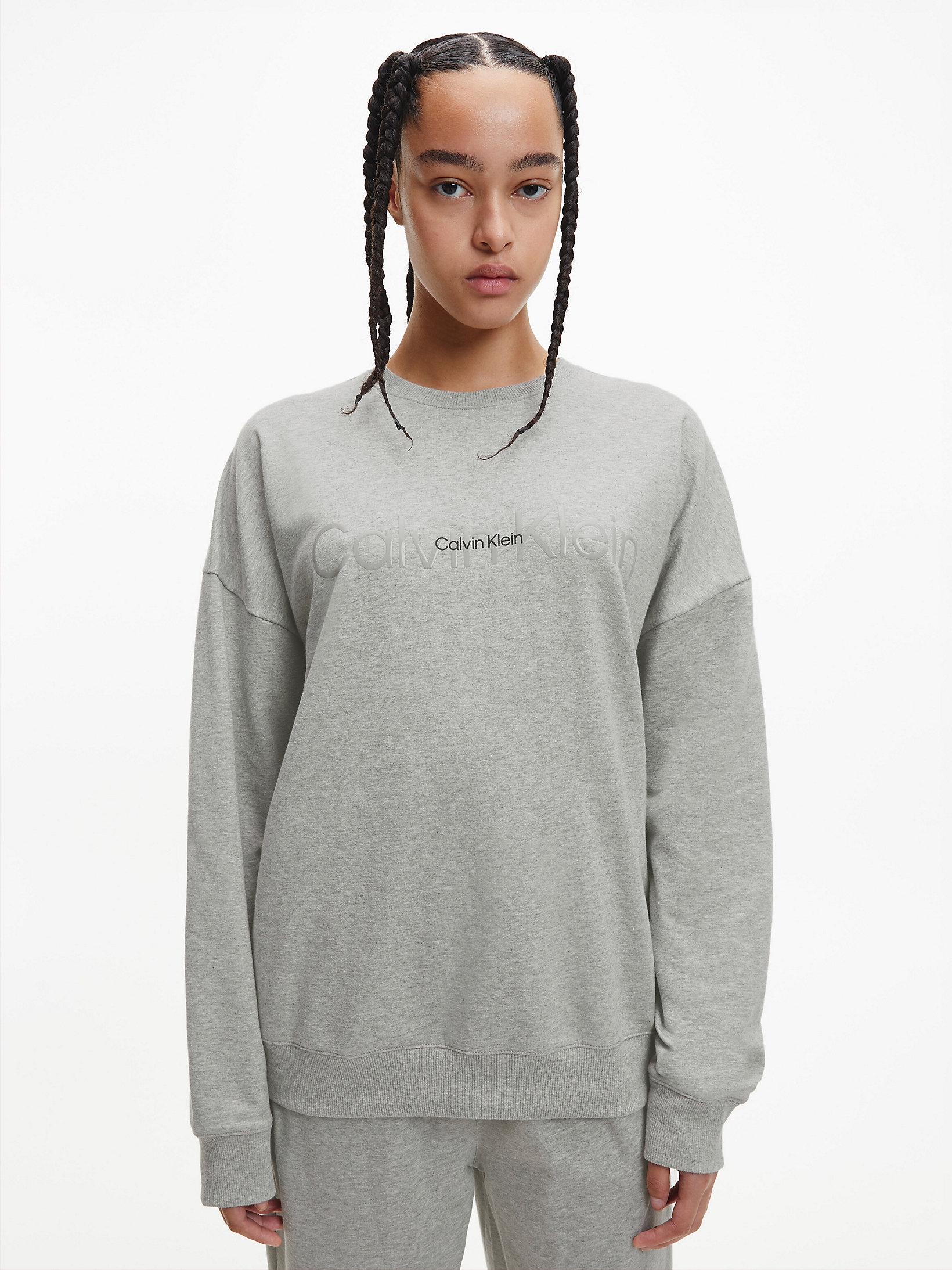 Grey Heather Pyjama Top - Embossed Icon undefined women Calvin Klein