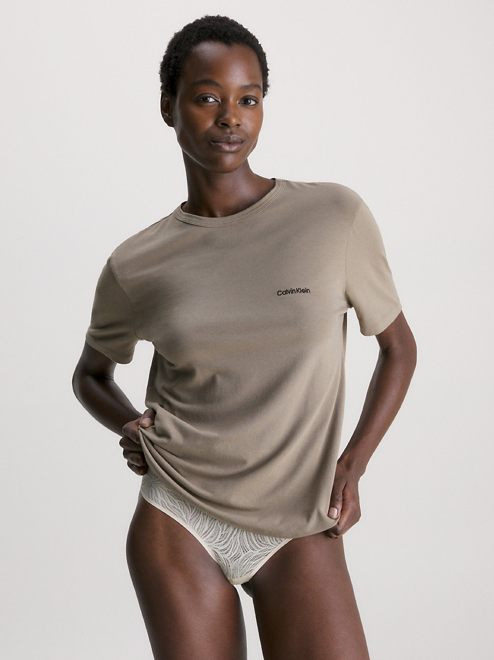 Camiseta De Pijama - Pure Cotton > NATURAL GRAY > undefined mujer > Calvin Klein