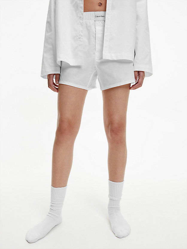 white pyjama shorts - pure cotton for women calvin klein