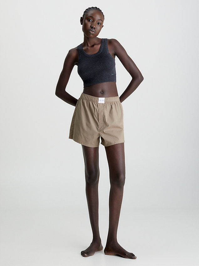grey pyjama shorts - pure cotton for women calvin klein