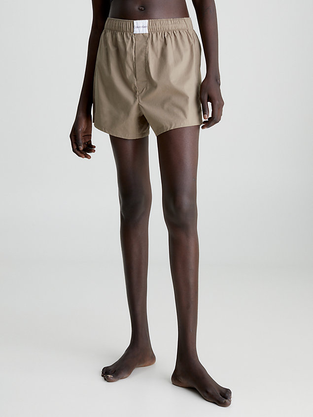 grey pyjama shorts - pure cotton for women calvin klein