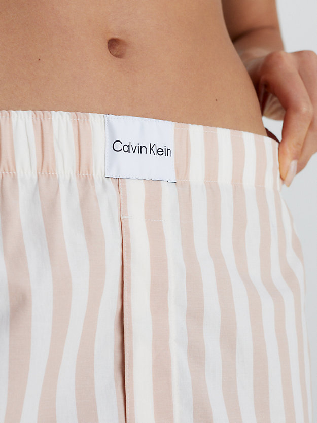 chambray stripe_stone grey pyjama shorts - pure cotton for women calvin klein