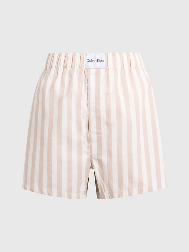 chambray stripe_stone grey pyjama-shorts - pure cotton für damen - calvin klein