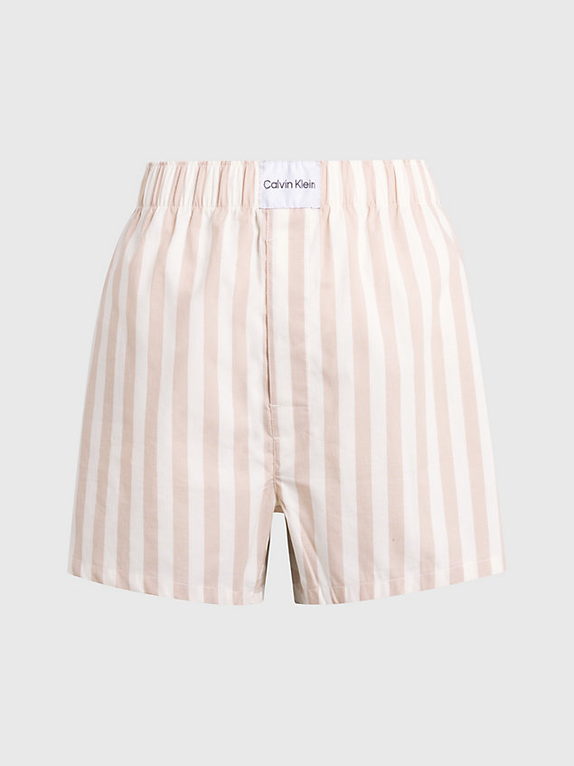 beige pyjama shorts - pure cotton for women calvin klein